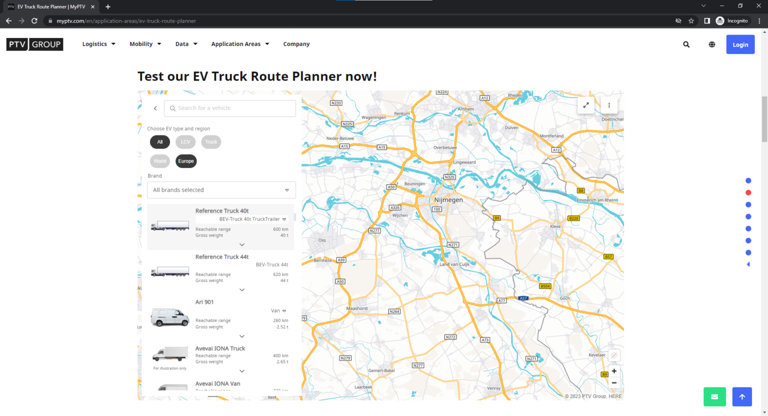 EV Truck Route Planner helps Logistic Businesses | PTV Logistics Blog