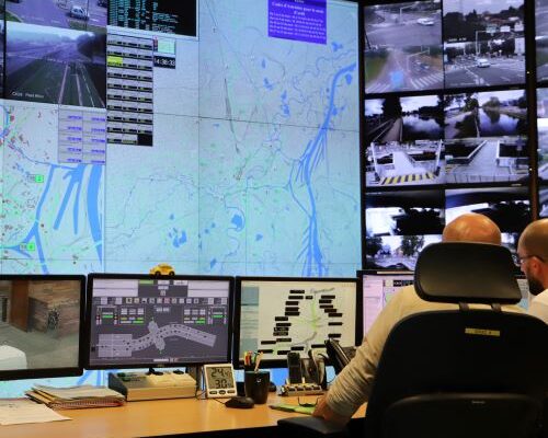A traffic management control room powered by PTV Optima