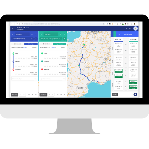 Capture d'écran du logiciel de routing PTV Map&Guide pour optimiser les itinéraires des transporteurs