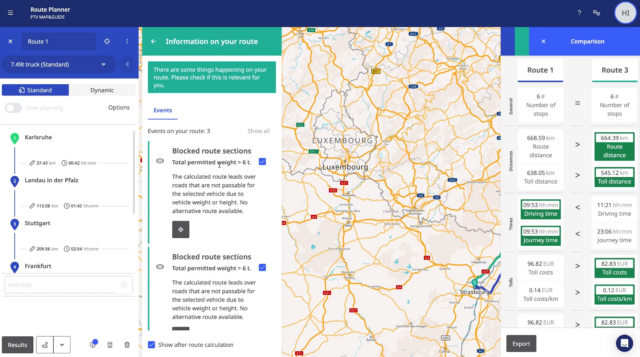 dynamic routing ptv map&guide